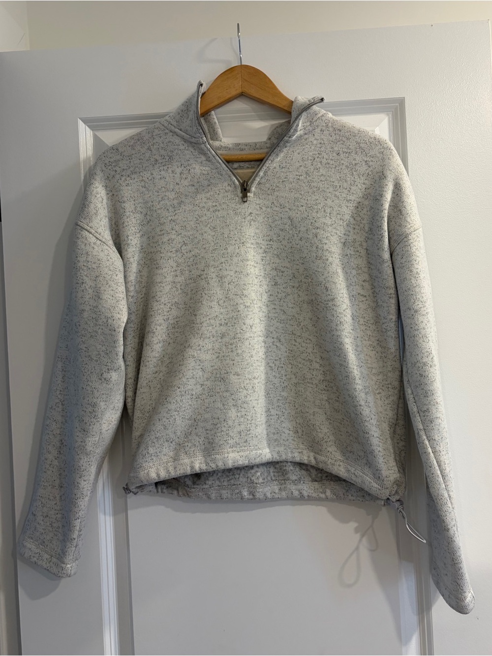 Thread & Supply Speckled Light Gray Half-Zip Sweater